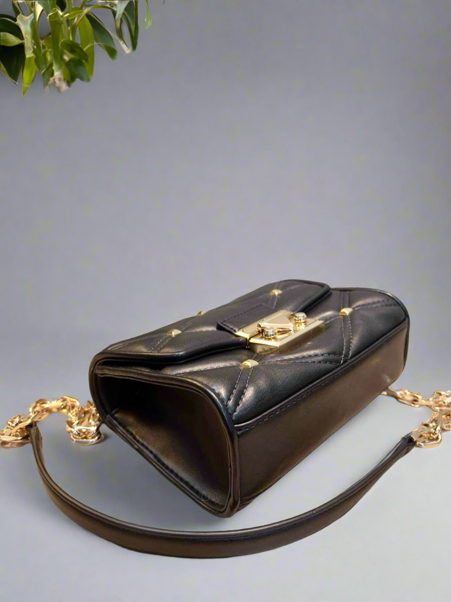 MICHAEL KORS SERENA FLAP VEGAN QUILTED CROSSBODY SMALL - BLACK