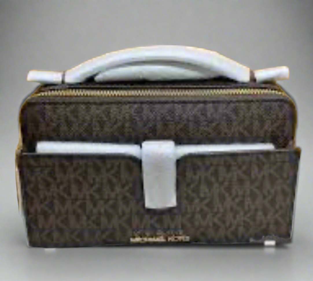 MICHAEL KORS SIGNATURE DOUBLE ZIP SMARTPHONE CROSSBODY - BROWN -ACORN