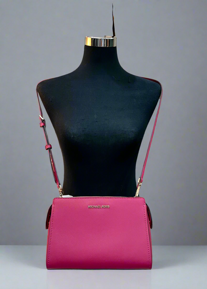 Michael Kors LESLIE MESSENGER BAG - ELECTRIC PINK ( FUSCHIA COLOR )