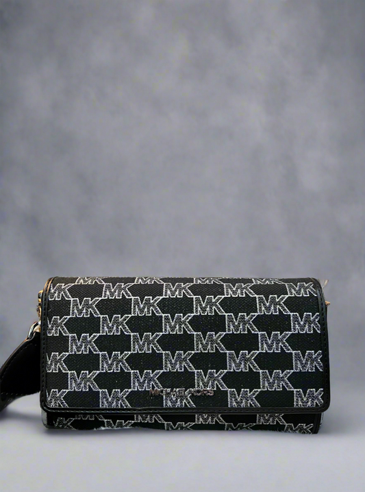 MICHAEL KORS JET SET ITEM ZIP AROUND CROSSBODY WALLET - HANDBAG - BLACK MULTI