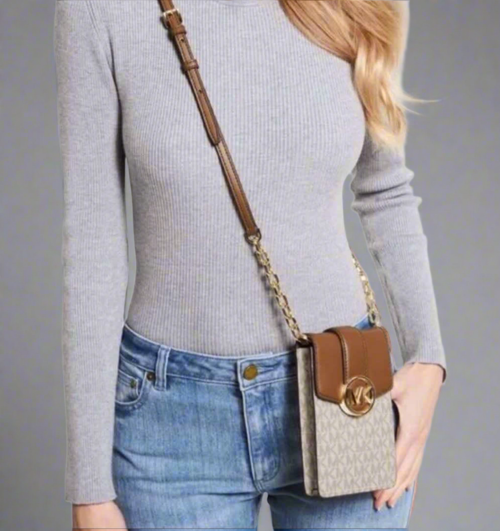 Michael Kors Carmen Phone Crossbody Bag - Signature Coated Canvas Leather