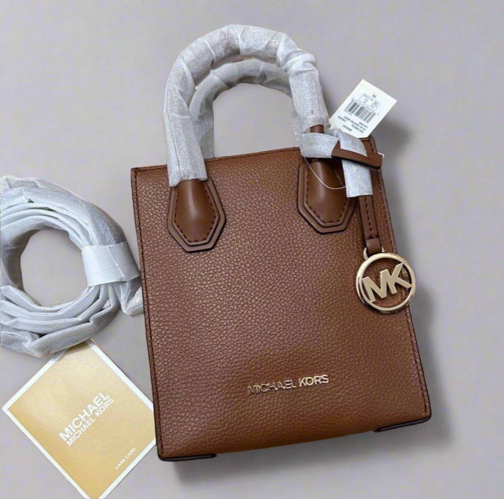 MICHAEL KORS MERCER XS MINI  SHOPPER TOTE LEATHER - BROWN CARAMEL HUE
