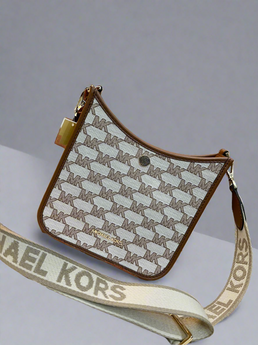 MICHAEL KORS BRYLE SMALL LOGO CANVAS MESSENGER CROSSBODY BAGS