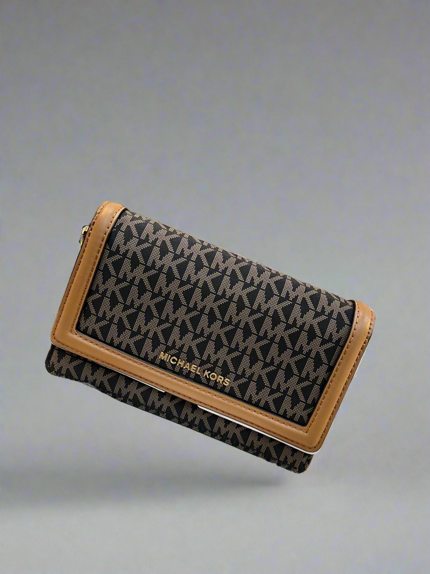 Michael Kors Jet Set Small Logo Print Woven Smartphone Crossbody Bag ( BOUTIQUE )