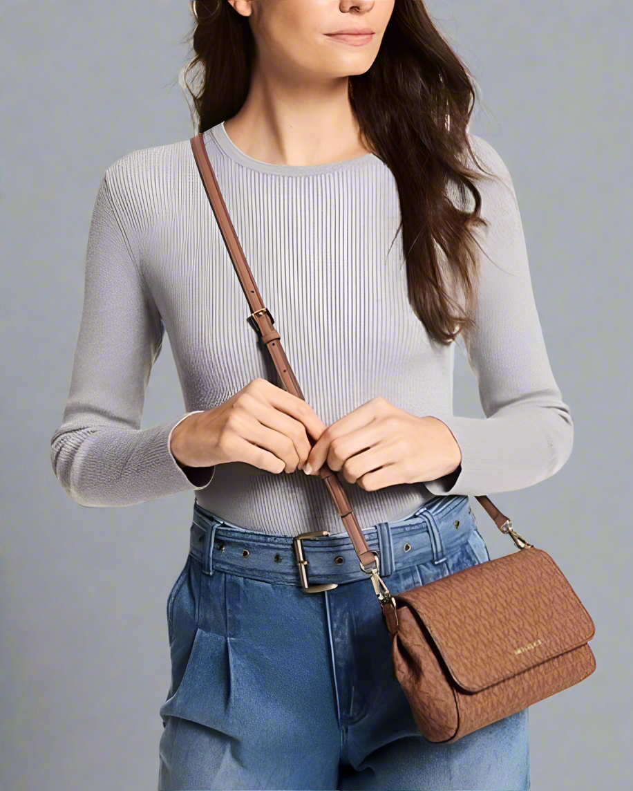 MICHAEL KORS LOGO CONVERTIBLE CROSSBODY BAG - COLOR LUGGAGE MULTI ( BOUTIQUE )