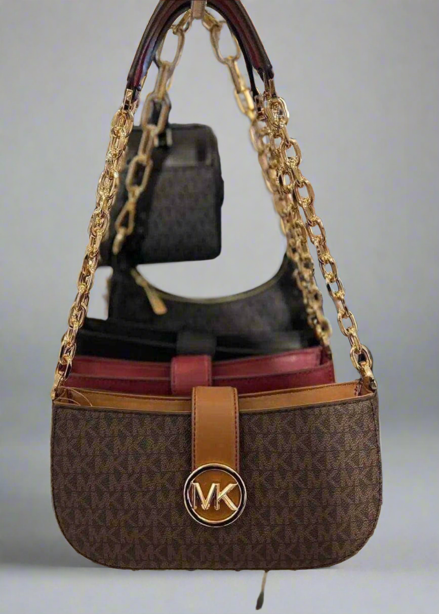 MICHAEL KORS CARMEN LEATHER POUCHETTE SHOULDER BAG ONLY