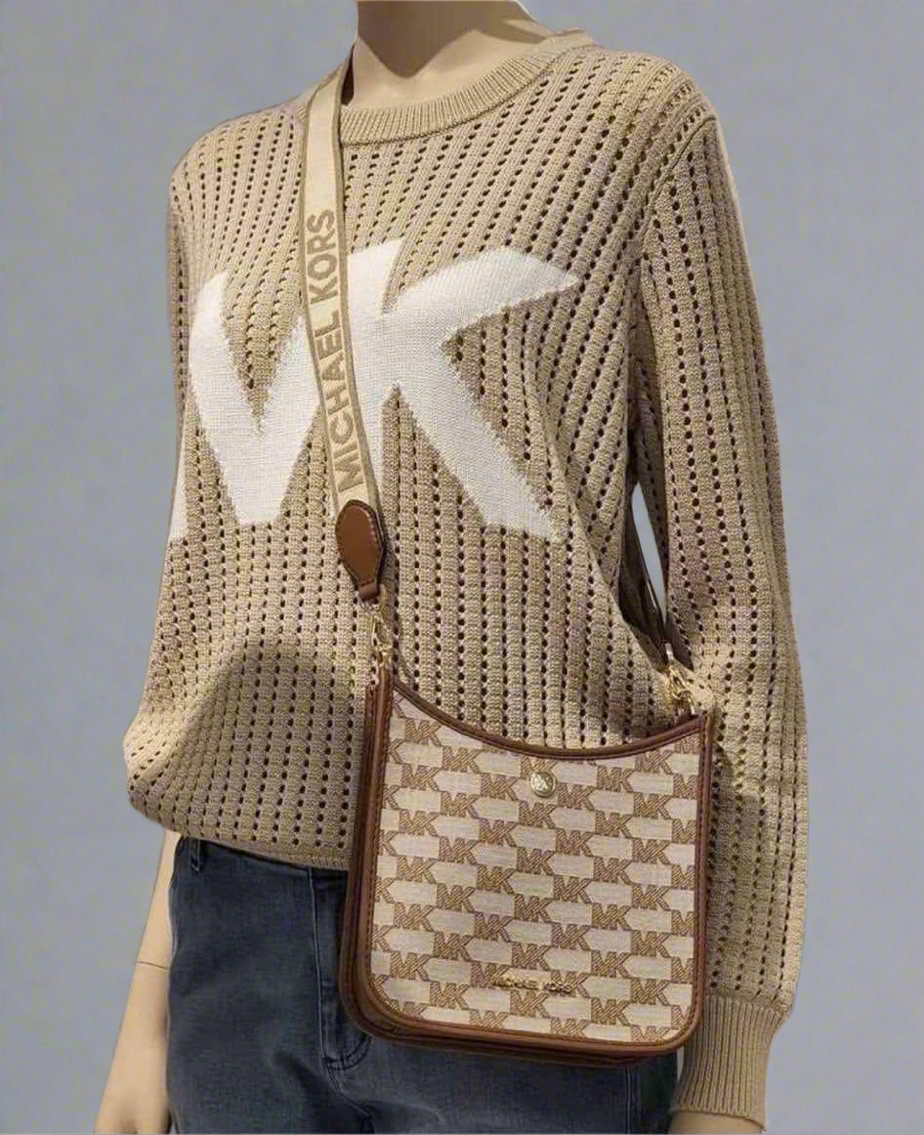 MICHAEL KORS BRYLE SMALL LOGO CANVAS MESSENGER CROSSBODY BAGS