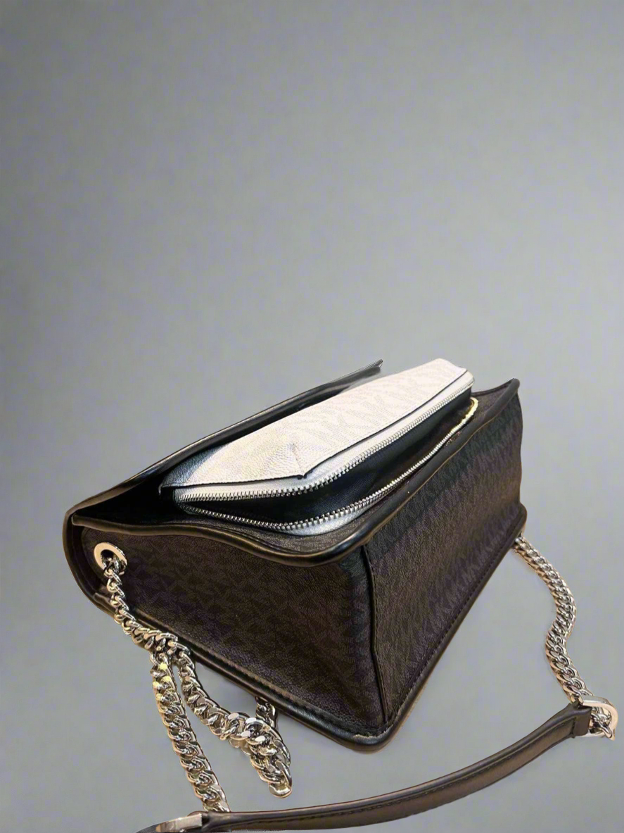 MICHAEL KORS REGINA MEDIUM FLAP SHOULDER BAG - BLACK MULTI