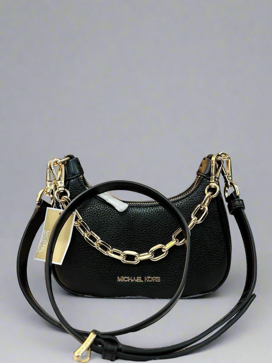 MICHAEL KORS MINI CORA CHAIN SHOULDER BAG/CROSSBODY BAG - BLACK