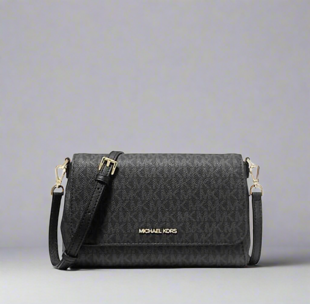 MICHAEL KORS JET SET LOGO CROSSBODY BAG - BLACK