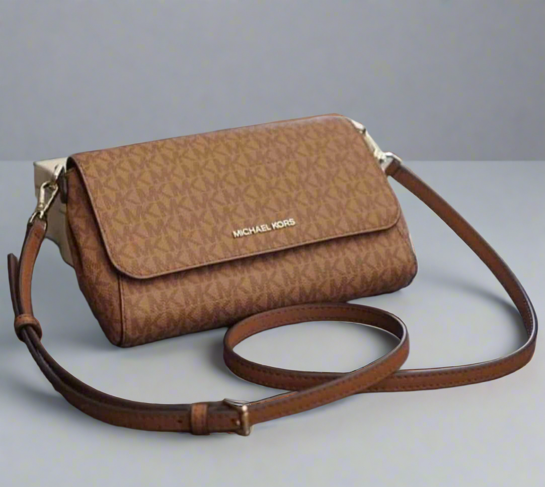 MICHAEL KORS LOGO CONVERTIBLE CROSSBODY BAG - COLOR LUGGAGE MULTI ( BOUTIQUE )