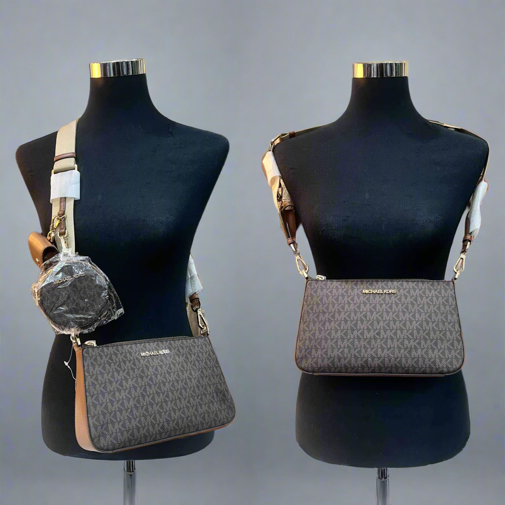 MICHAEL KORS JET SET LOGO CROSSBODY BAG WITH ATTACH - BROWN