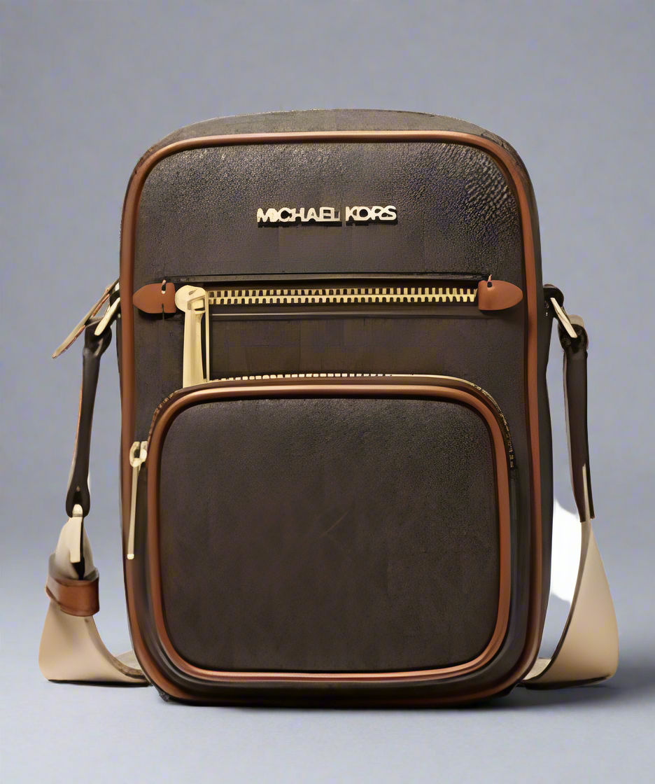 MICHAEL KORS JET SET POCKET CROSSBODY BAG - BROWN