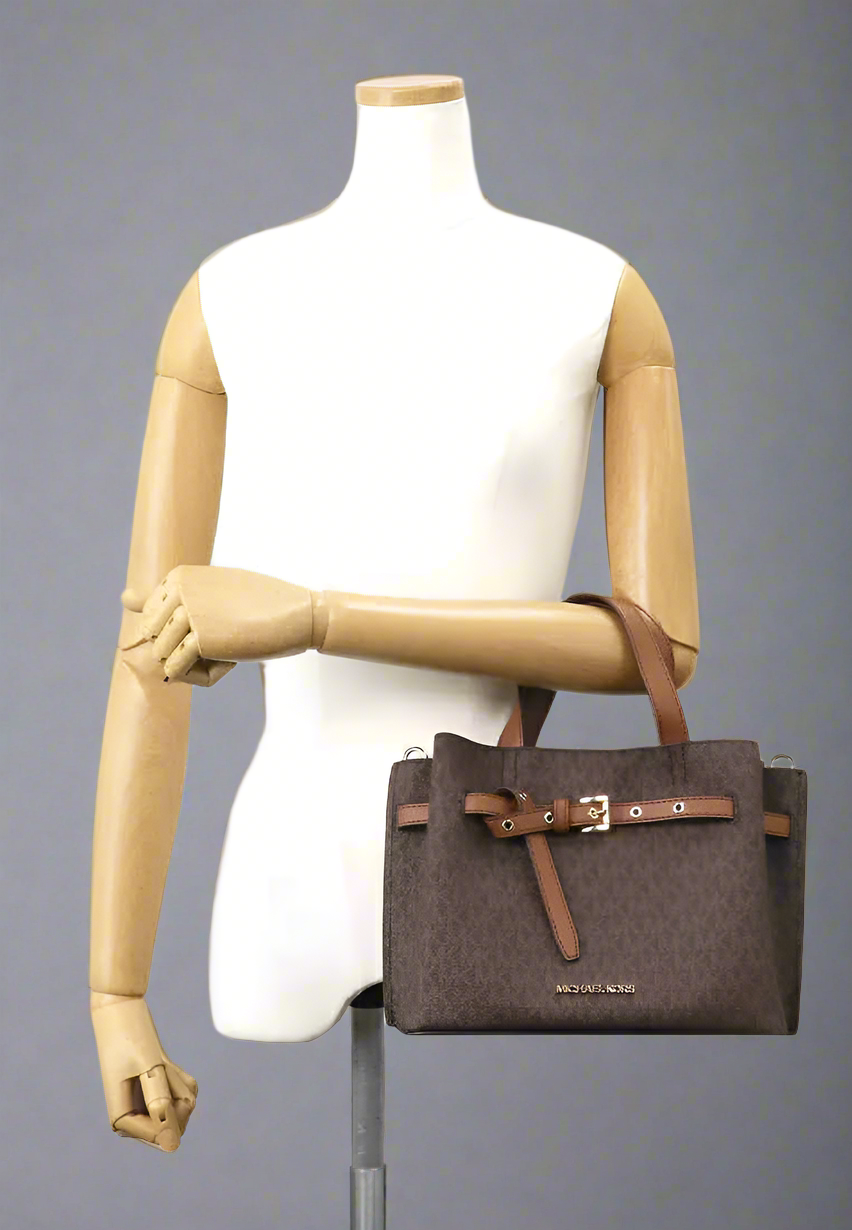 MICHAEL KORS EMILIA SMALL LOGO SATCHEL -  BROWN