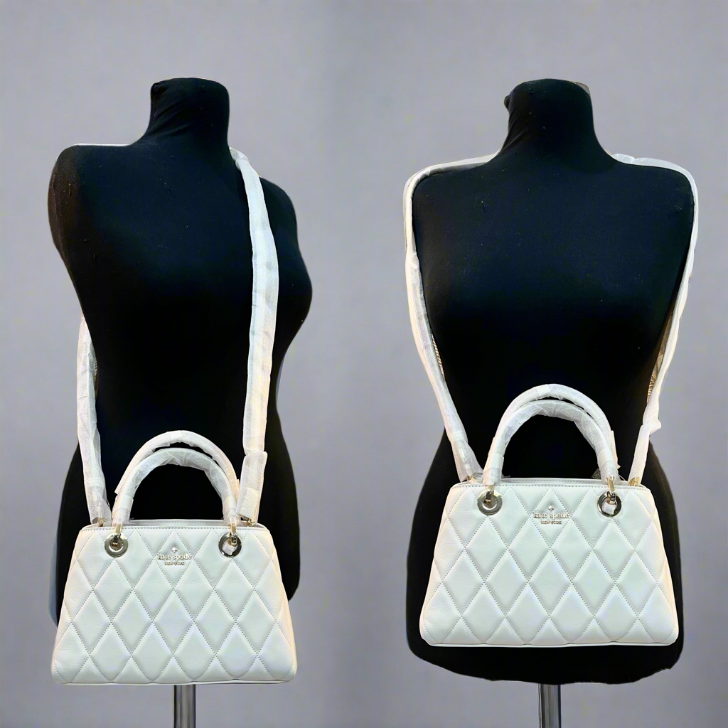 KATE SPADE CAREY SMOOTH QUILTED SULLIVAN SATCHEL CROSSBODY - MERINGUE COLOR