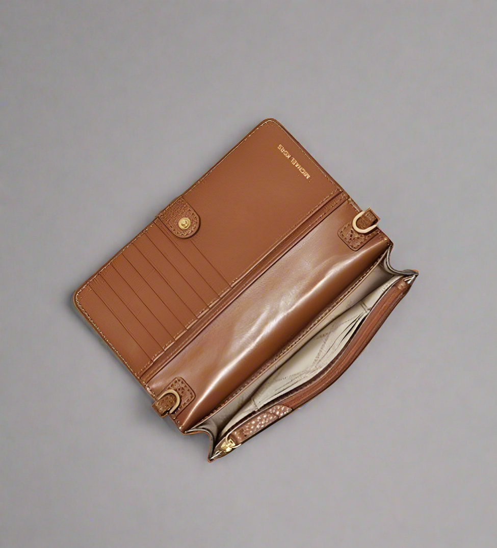 MICHAEL KORS JET SET SMALL STUDDED LOGO MOBILE CROSSBODY BAG ( RETAIL ITEM )