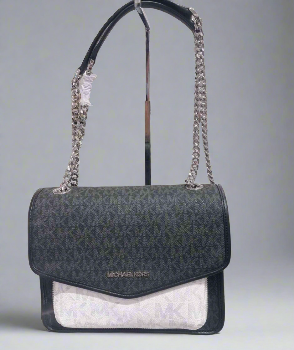 MICHAEL KORS REGINA MEDIUM FLAP SHOULDER BAG - BLACK MULTI