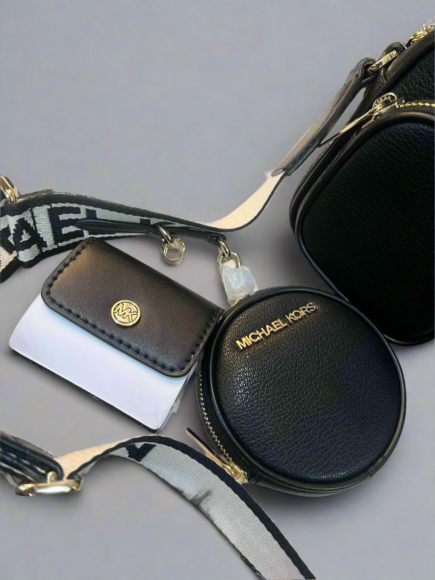 MICHAEL KORS JET AET MESIUM CROSSBODY BAG TECH ATTACH - BLACK ( OUTLET )