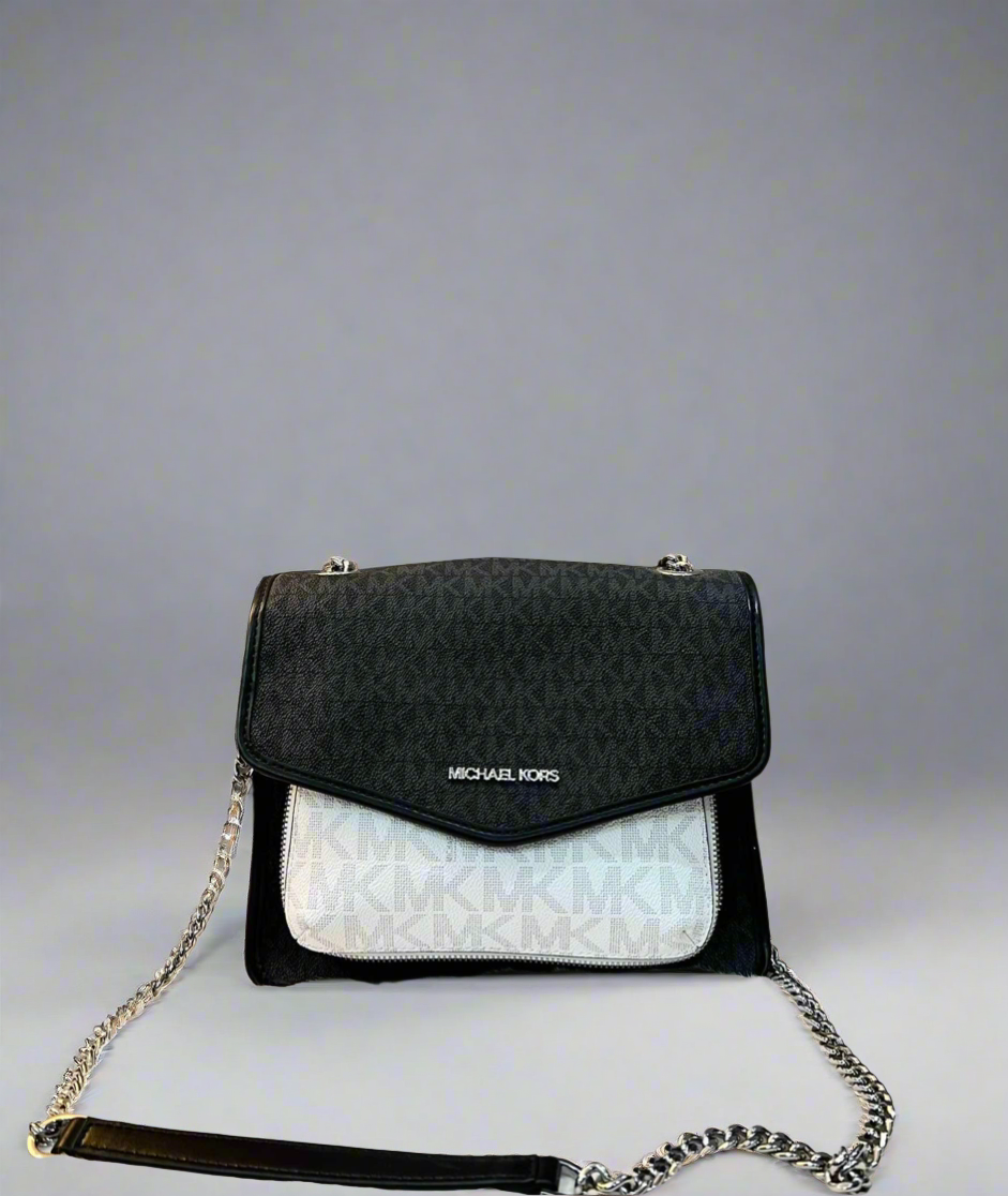 MICHAEL KORS REGINA MEDIUM FLAP SHOULDER BAG - BLACK MULTI