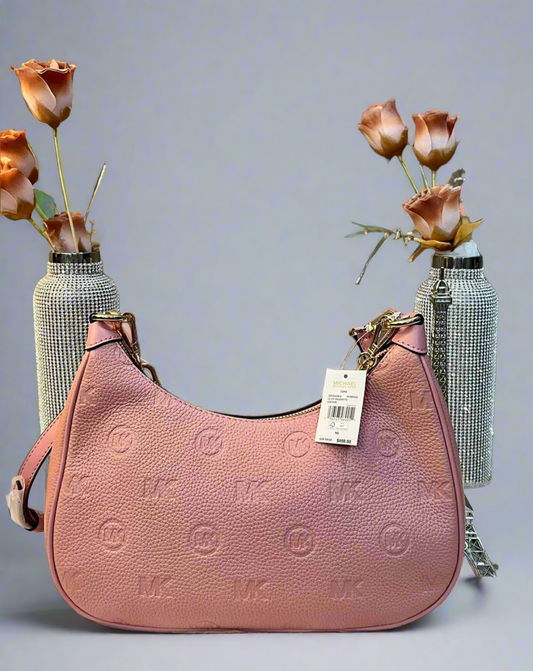 MICHAEL KORS CORA LARGE LEATHER ZIP POUCHETTE - PRIMROSE