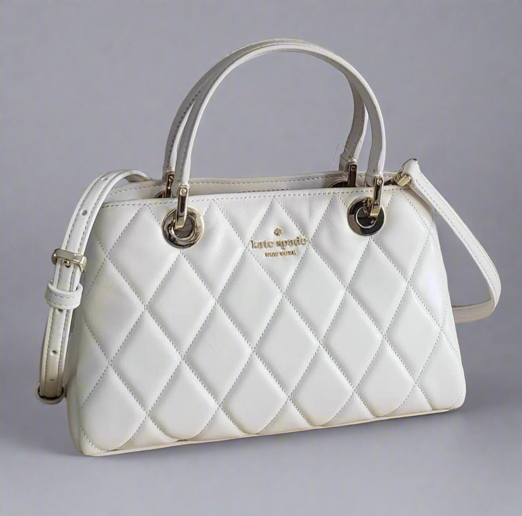 KATE SPADE CAREY SMOOTH QUILTED SULLIVAN SATCHEL CROSSBODY - MERINGUE COLOR