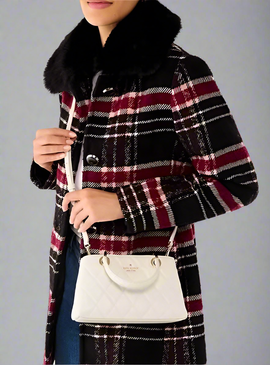 KATE SPADE CAREY SMOOTH QUILTED SULLIVAN SATCHEL CROSSBODY - MERINGUE COLOR