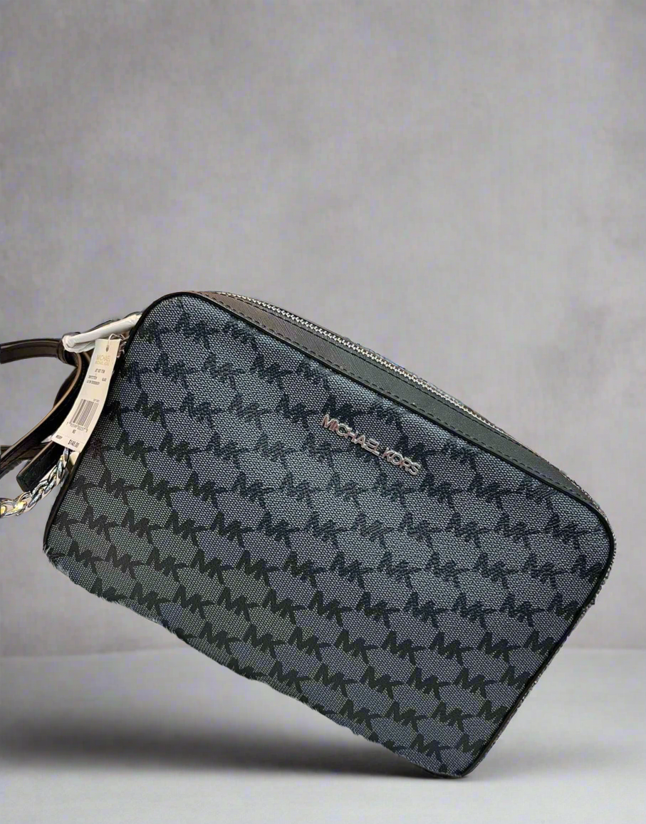 MICHAEL KORS EW JET SET CAMERA BAG MONOGRAM BLACK GREY - PVC LEATHER ( BOUTIQUE )