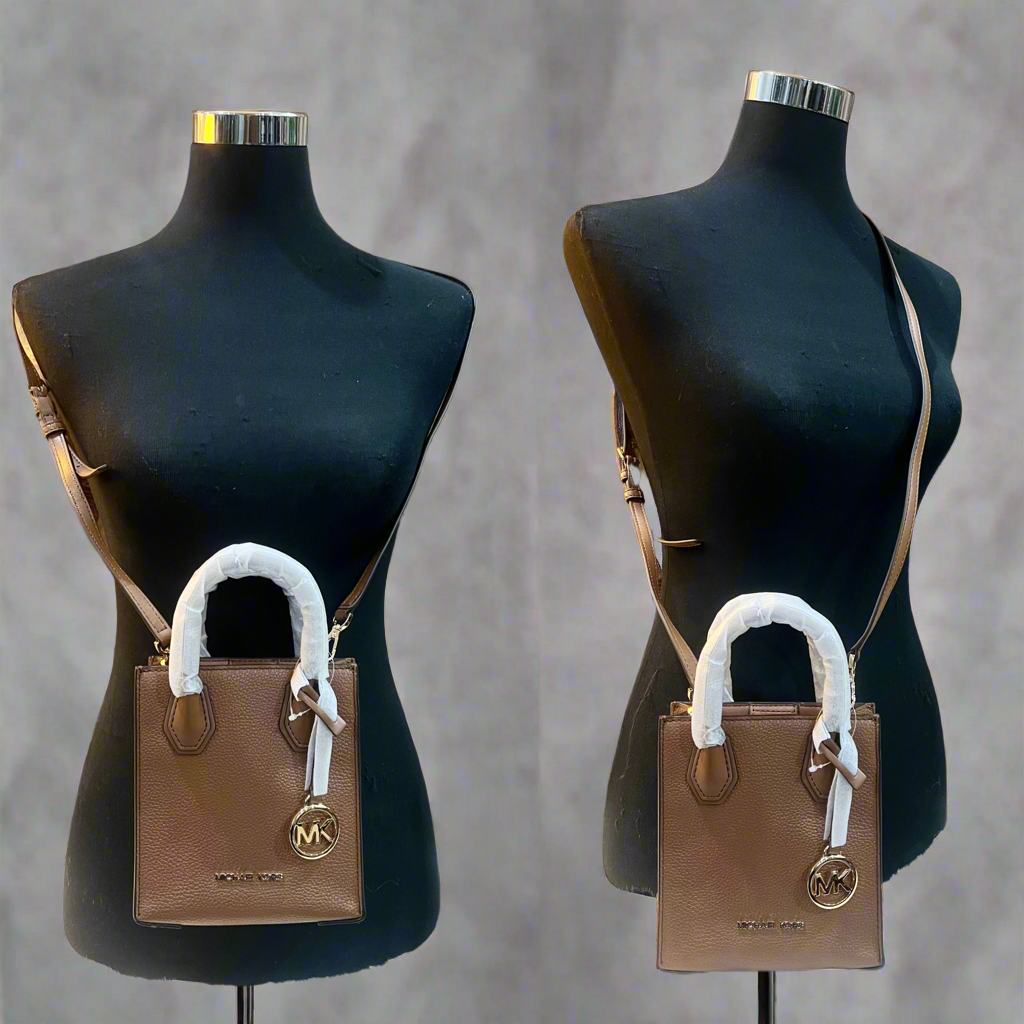 MICHAEL KORS MERCER XS MINI  SHOPPER TOTE LEATHER - BROWN CARAMEL HUE