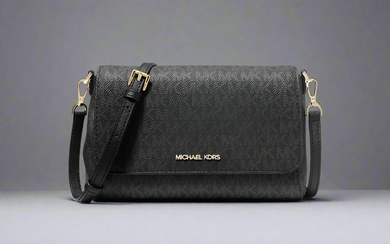 MICHAEL KORS JET SET LOGO CROSSBODY BAG - BLACK