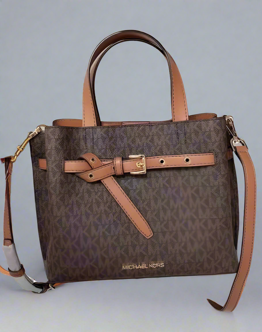 MICHAEL KORS EMILIA SMALL LOGO SATCHEL -  BROWN