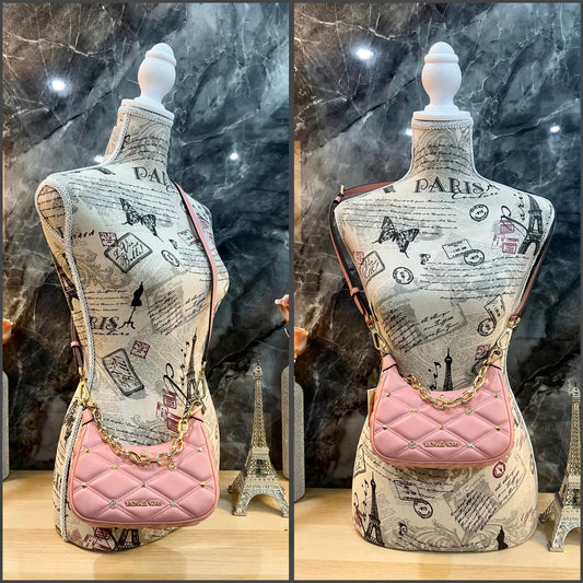 MICHAEL KORS MINI QUILTED CORA SHOULDER BAG/CROSSBODY BAG - PRIMROSE