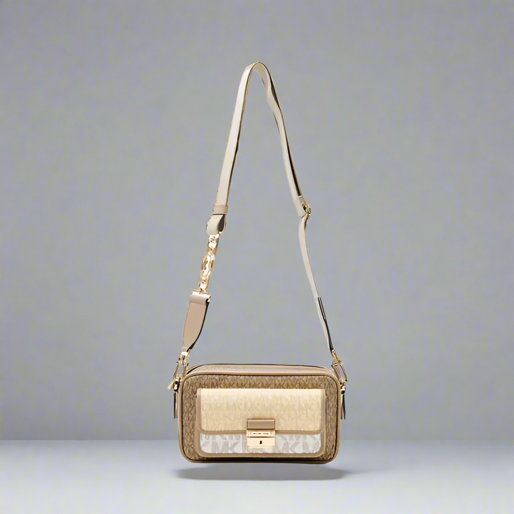 MICHAEL KORS SIGNATURE BRADSHAW CAMERA CROSSBODY BAG -  MULTI GOLD FLAP