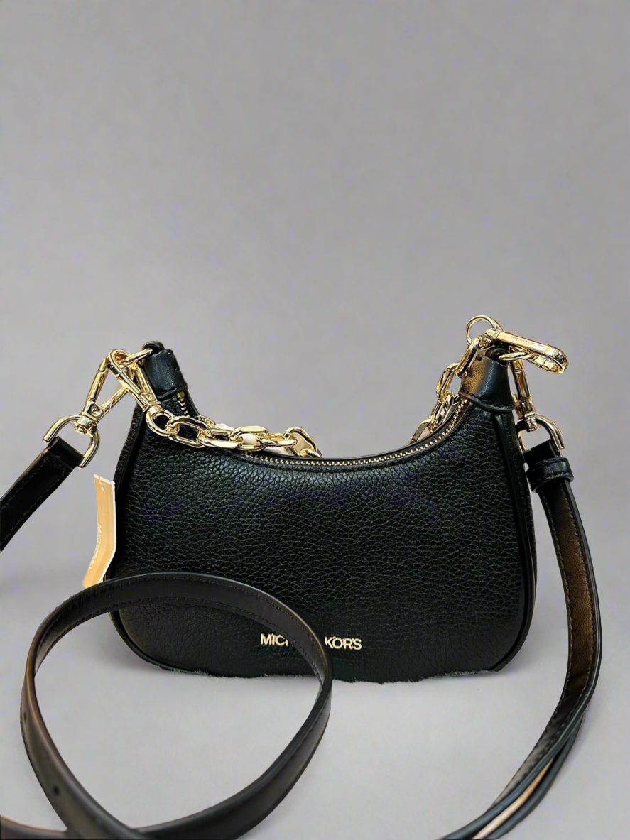 MICHAEL KORS MINI CORA CHAIN SHOULDER BAG/CROSSBODY BAG - BLACK
