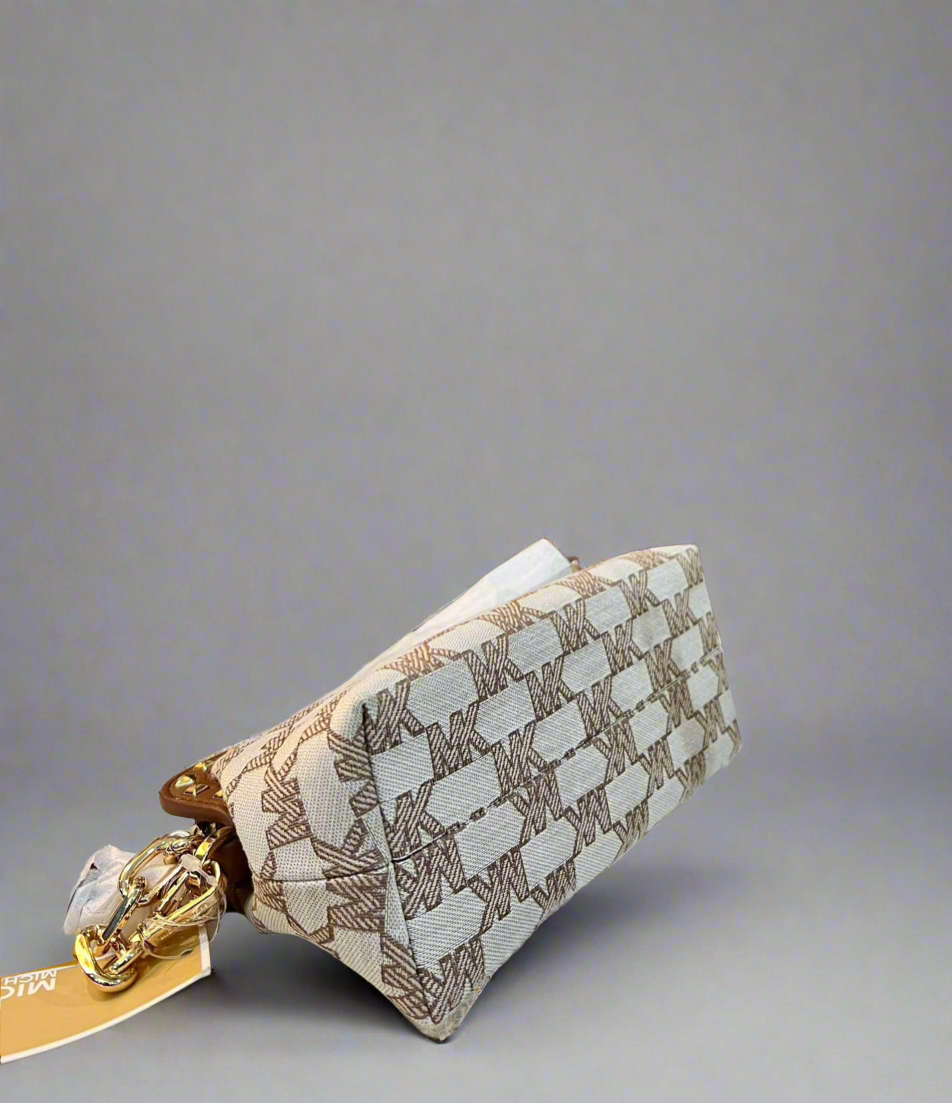 MICHAEL KORS JACQUARD LIVIA CLOUD CLUTCH/CROSSBODY BAG