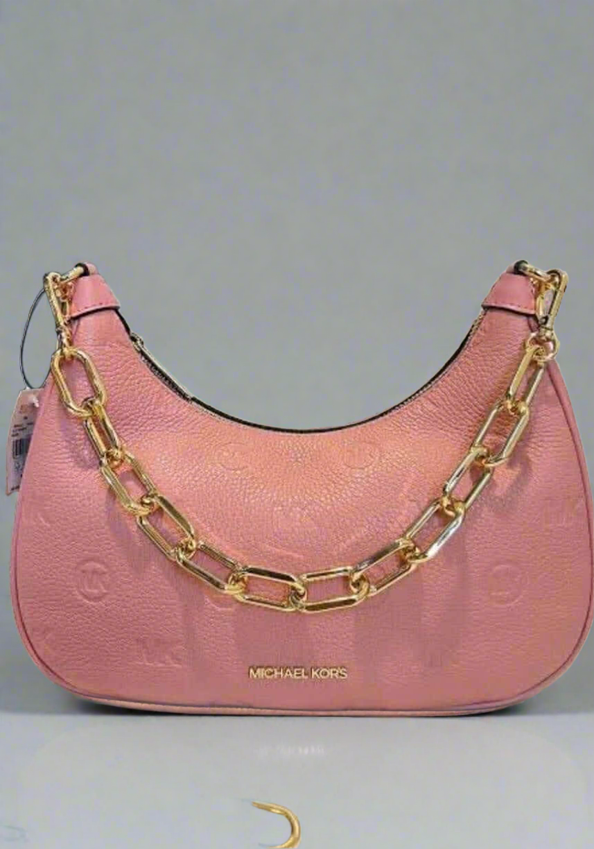 MICHAEL KORS CORA LARGE LEATHER ZIP POUCHETTE - PRIMROSE