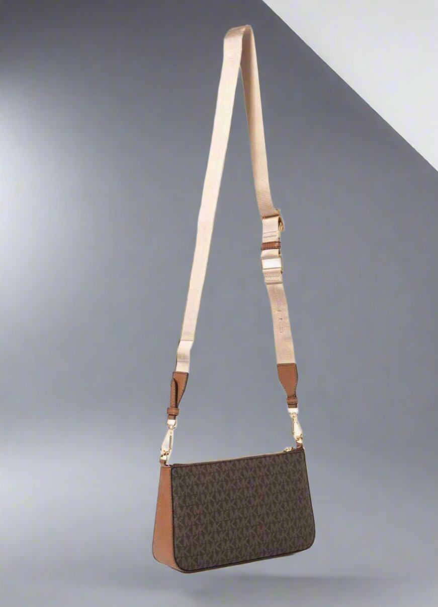 MICHAEL KORS JET SET LOGO CROSSBODY BAG WITH ATTACH - BROWN