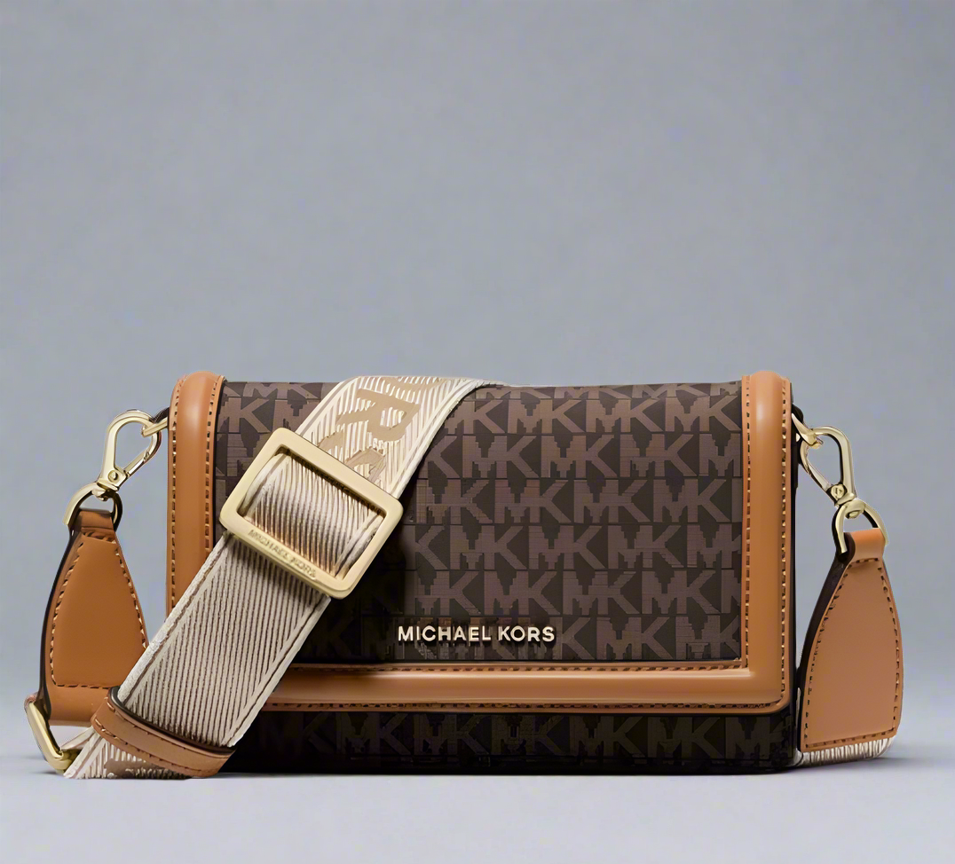 Michael Kors Jet Set Small Logo Print Woven Smartphone Crossbody Bag ( BOUTIQUE )