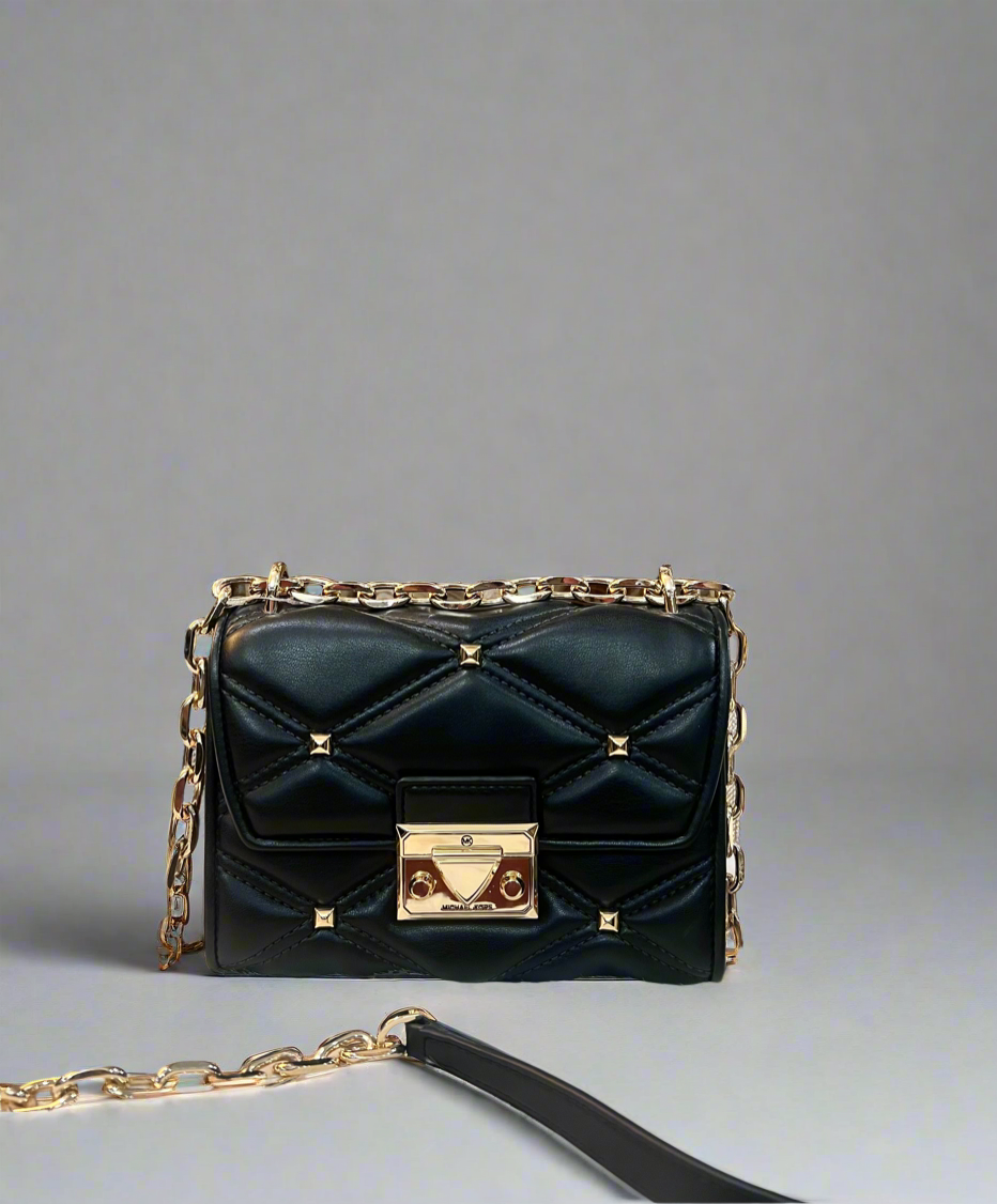 MICHAEL KORS SERENA FLAP VEGAN QUILTED CROSSBODY SMALL - BLACK