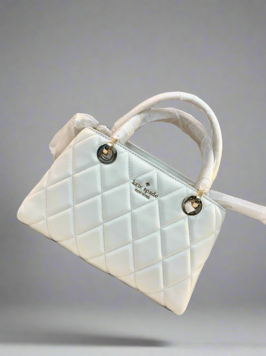 KATE SPADE CAREY SMOOTH QUILTED SULLIVAN SATCHEL CROSSBODY - MERINGUE COLOR