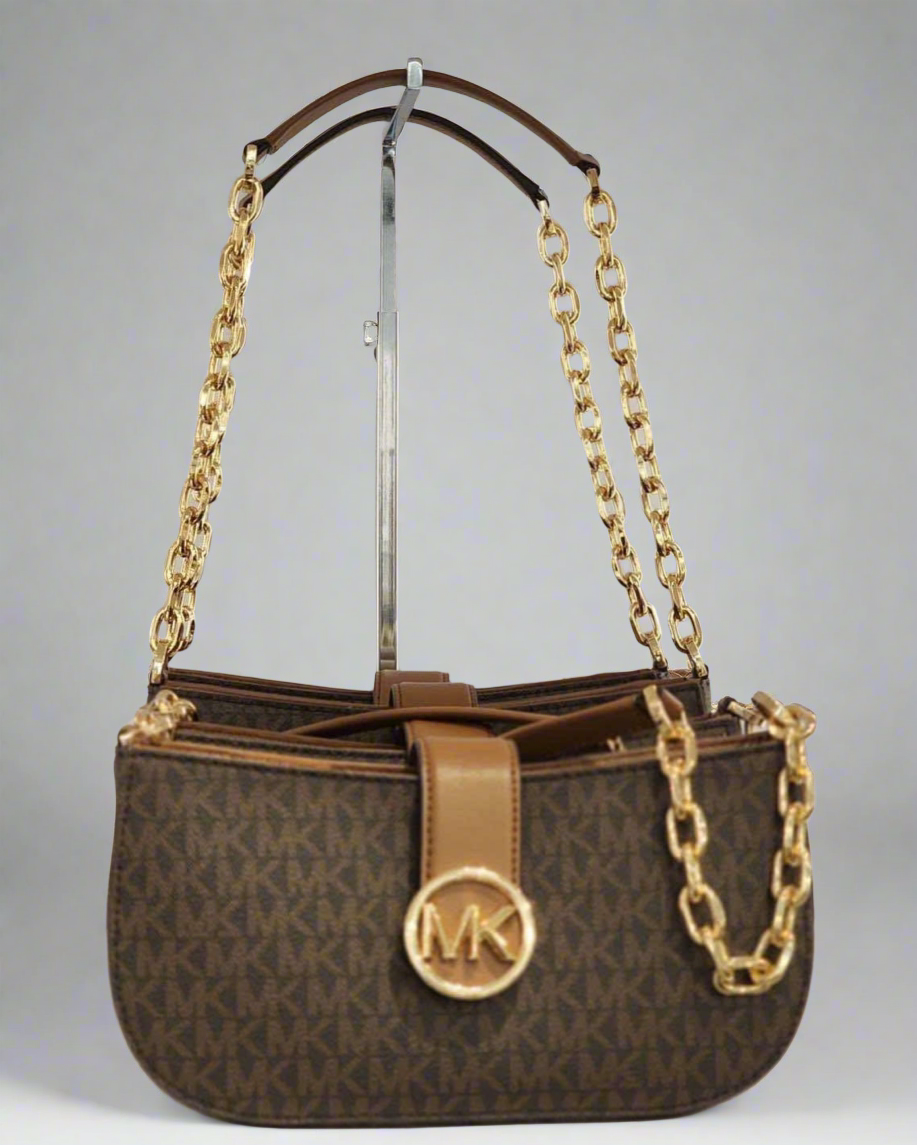 MICHAEL KORS CARMEN LEATHER POUCHETTE SHOULDER BAG ONLY