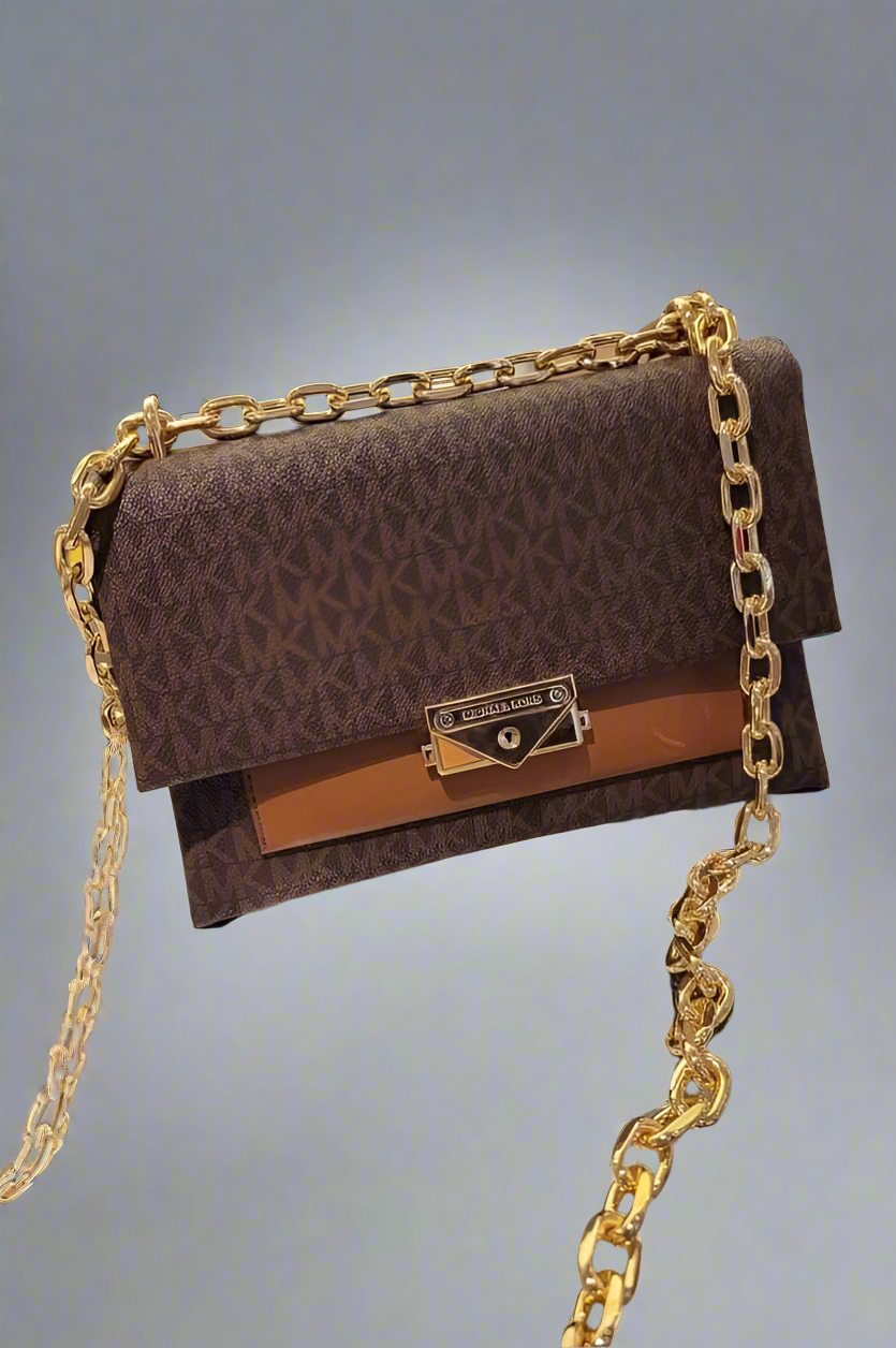 MICHAEL KORS CECE MEDIUM FLAP SIGNATURE BROWN