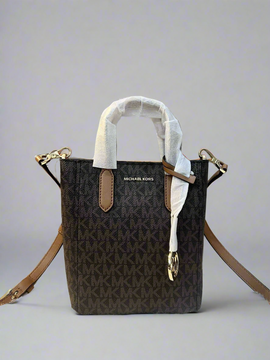 MICHAEL KORS SINCLAIR XS SIGNATURE LOGO CROSSBODY BAG - BROWN/ACORN ( RETAIL ITEM ) NO DUSTBAG/NO PAPERBAG