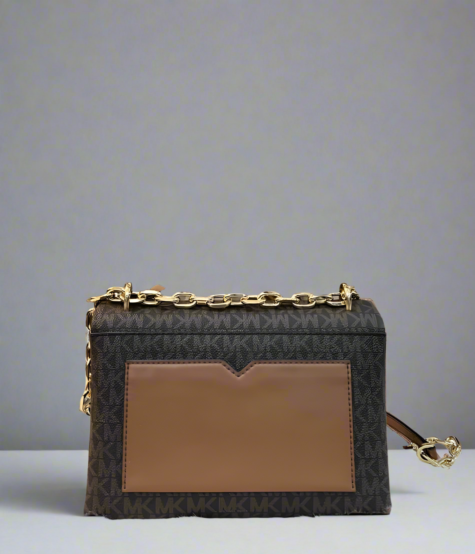 MICHAEL KORS CECE MEDIUM FLAP SIGNATURE BROWN