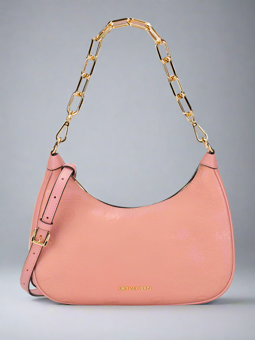 MICHAEL KORS CORA LARGE LEATHER ZIP POUCHETTE - PRIMROSE