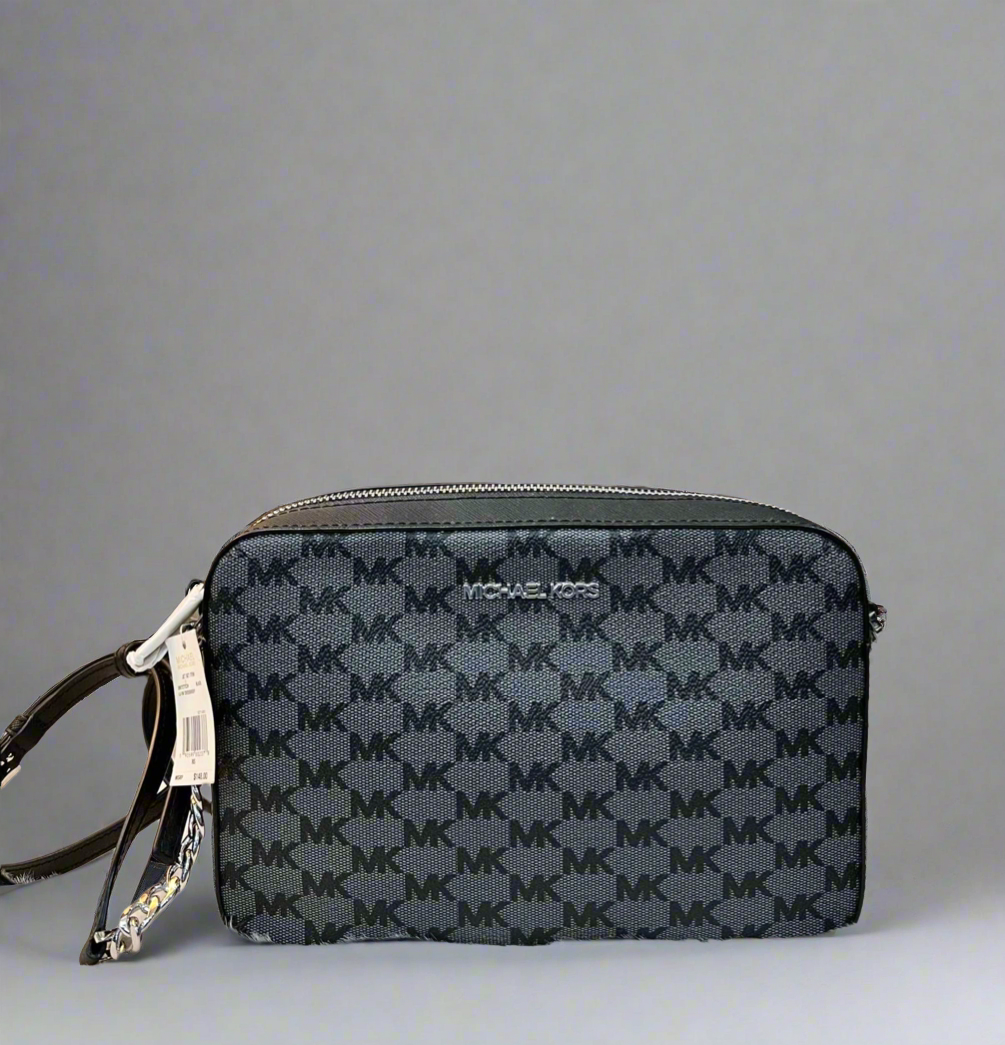 MICHAEL KORS EW JET SET CAMERA BAG MONOGRAM BLACK GREY - PVC LEATHER ( BOUTIQUE )