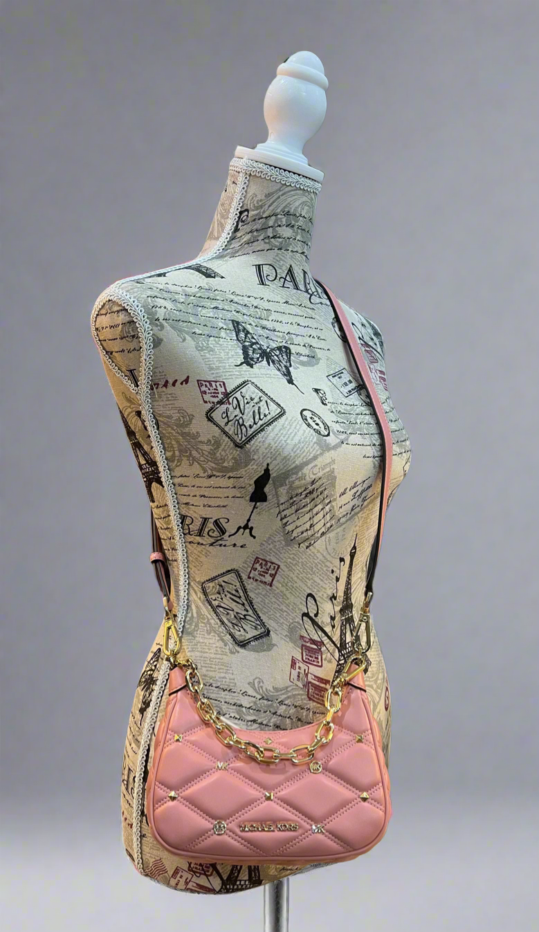 MICHAEL KORS MINI QUILTED CORA SHOULDER BAG/CROSSBODY BAG - PRIMROSE