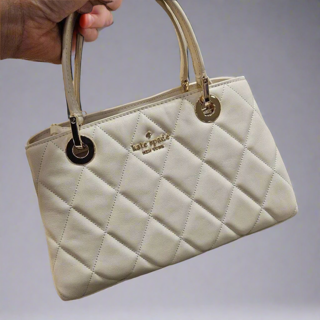 KATE SPADE CAREY SMOOTH QUILTED SULLIVAN SATCHEL CROSSBODY - MERINGUE COLOR