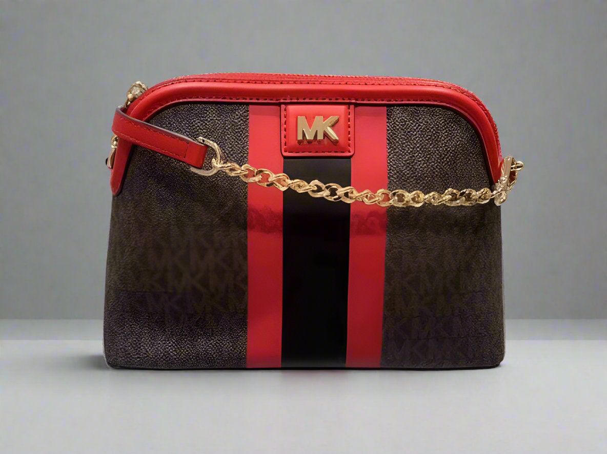MICHAEL KORS DOME LOGO ONLINE STRIPE CROSSBODY