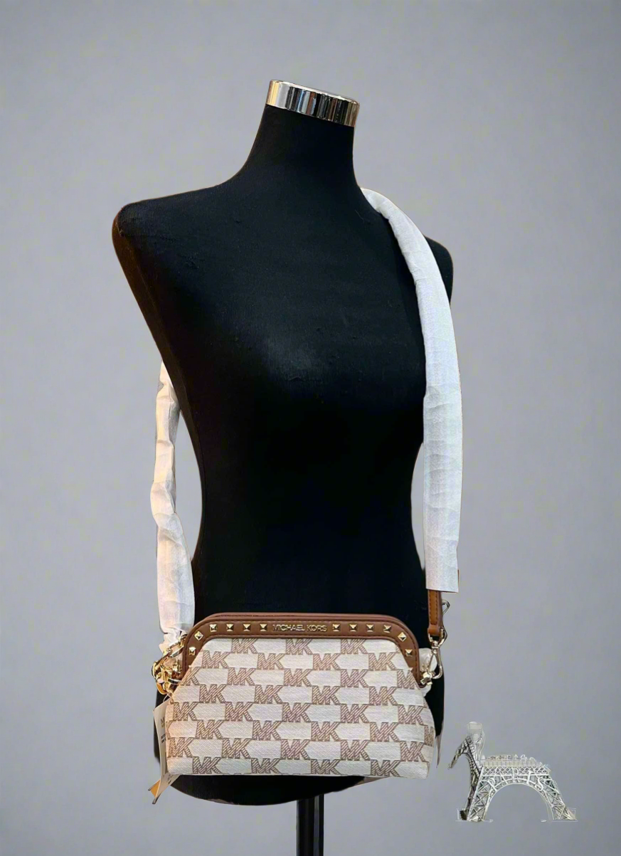 MICHAEL KORS JACQUARD LIVIA CLOUD CLUTCH/CROSSBODY BAG