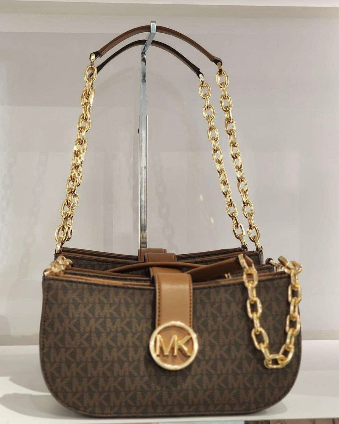 MICHAEL KORS CARMEN LEATHER POUCHETTE SHOULDER BAG ONLY